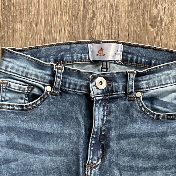 Orange Denim  Luca Y Brand Distressed‎ Denim Blue Jeans Size 7 EUC - Picture 2 of 7